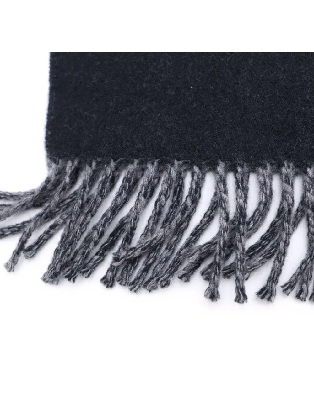 Louis Vuitton Echarpe Nowa le City Alps Logo Patch Fringe Scarf Shawl Black
